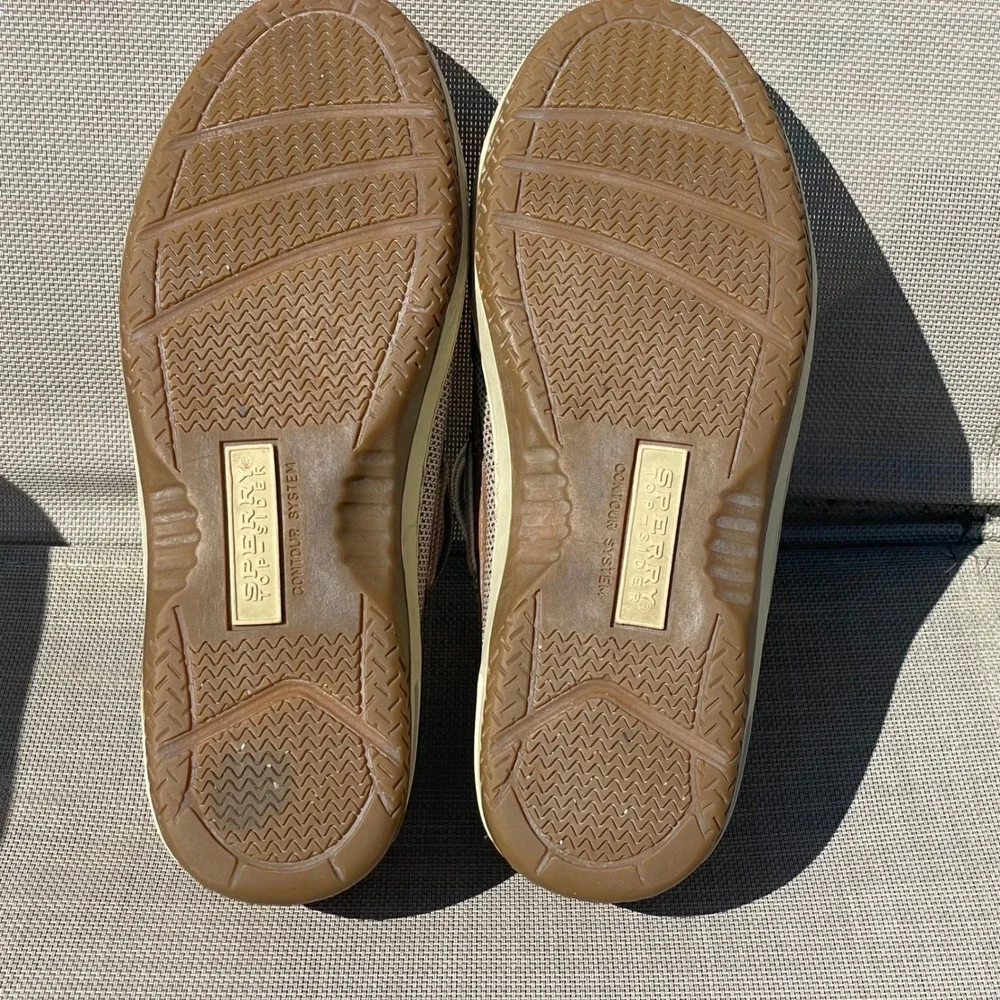 Sperry Top-Sider Brown Leather Mesh Boat Shoes Mens 10M Contour System 0195123